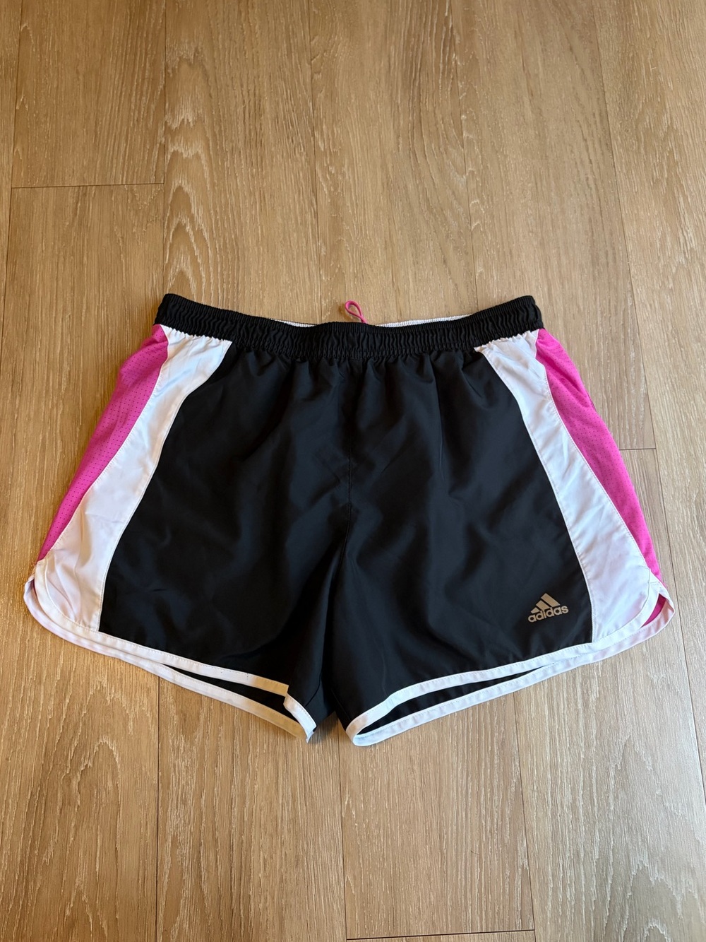Adidas Black, White & Pink Women's Athletic Running Shorts